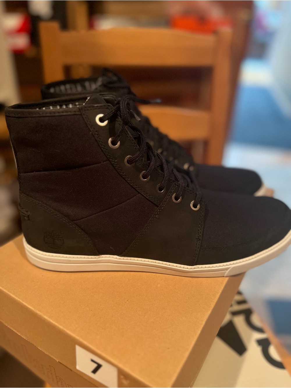 Timberland Black High-Top Canvas & Leather Sneakers